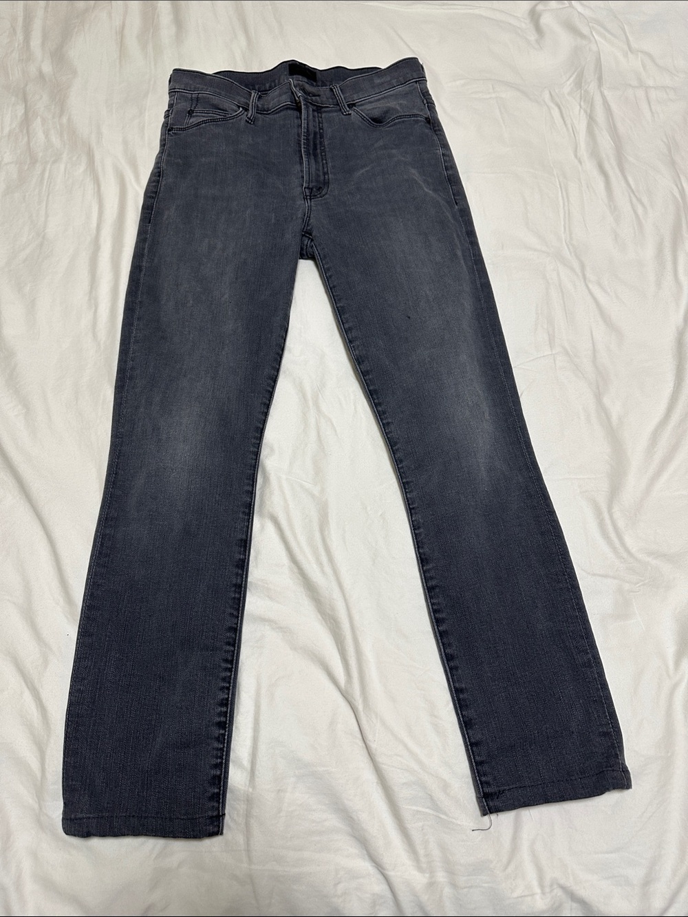 MOTHER The Stunner Zip Ankle Step Fray Lighting up Laterns Size 26 Gray Denim